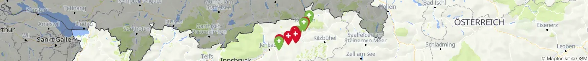 Kartenansicht für Apotheken-Notdienste in der Nähe von Kufstein (Tirol)